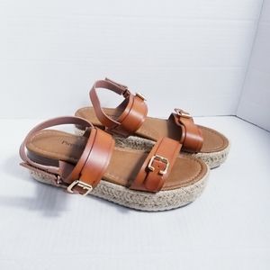PIERRE DUMAS WOMEN'S BROWN SANDALS SIZE 6